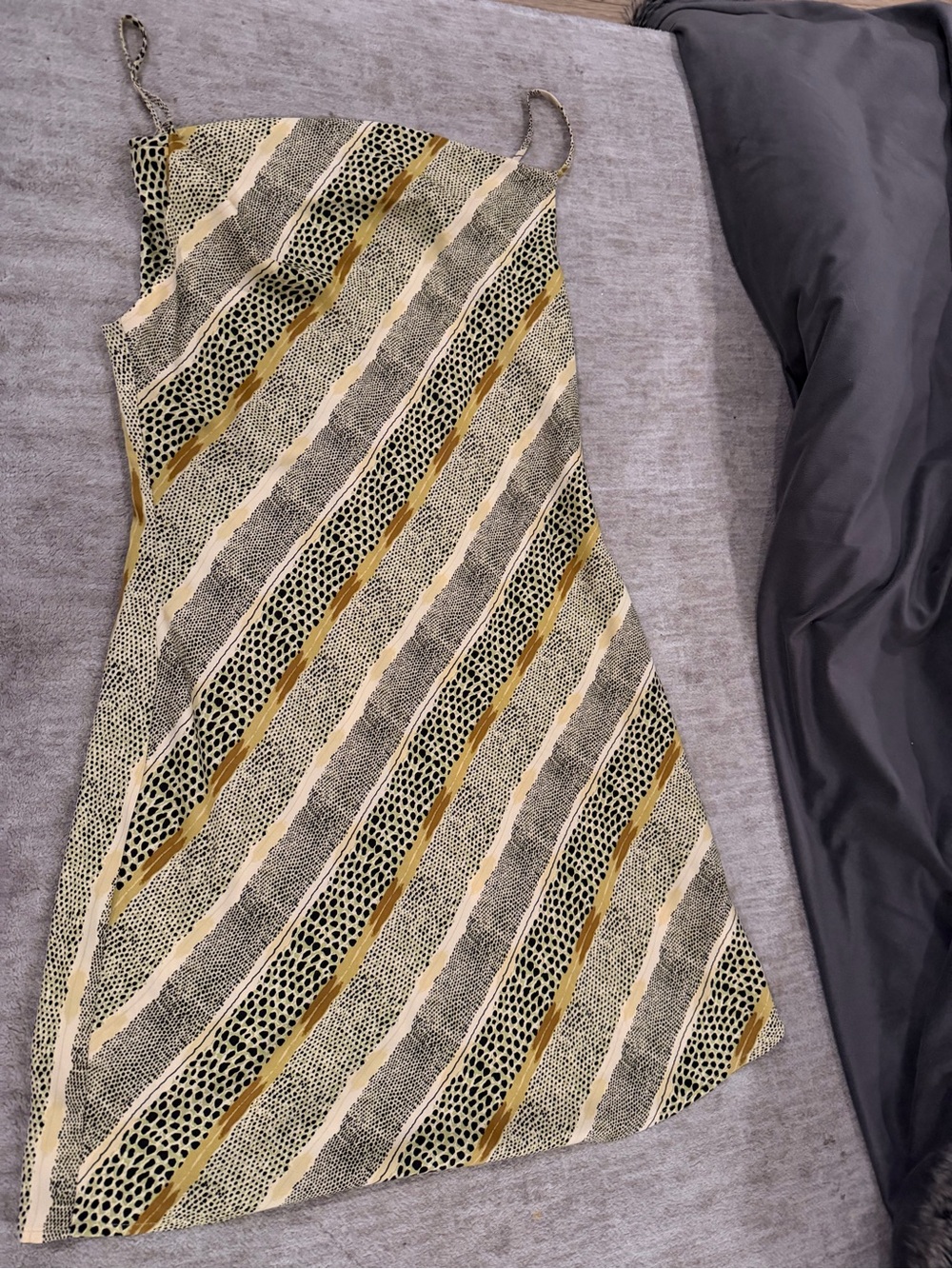 Urban Outfitters Striped Slip Dress in Yellow, Black & Cream